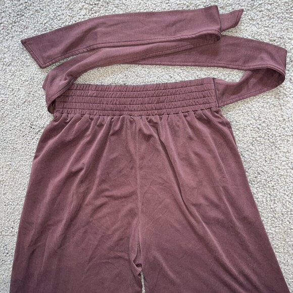 FABLETICS Criss Washed Tie Front Tricot Wide Leg Pants Burgundy - EUC - Size S - Picture 6 of 8
